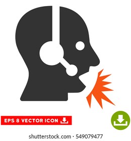 Operator Speech EPS vector pictograph. Illustration style is flat iconic bicolor orange and gray symbol on white background.
