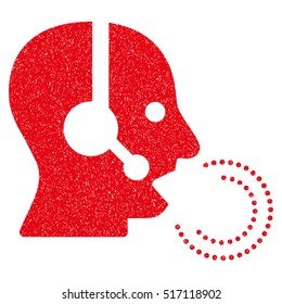 Operator Speech grainy textured icon for overlay watermark stamps. Flat symbol with dirty texture. Dotted vector red ink rubber seal stamp with grunge design on a white background.