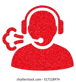 Operator Speech grainy textured icon for overlay watermark stamps. Flat symbol with scratched texture. Dotted vector red ink rubber seal stamp with grunge design on a white background.