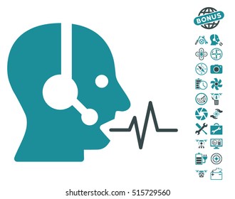 Operator Speech icon with bonus nanocopter tools icon set. Vector illustration style is flat iconic symbols on white background.