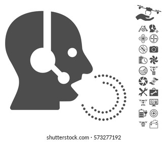 Operator Speech icon with bonus uav tools pictograph collection. Vector illustration style is flat iconic symbols on white background.