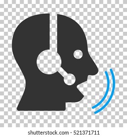 Operator Speech icon. Vector pictogram style is a flat bicolor symbol, blue and gray colors, chess transparent background. Designed for software and web interface toolbars and menus.