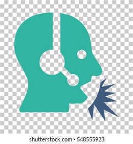 Operator Speech icon. Vector pictogram style is a flat bicolor symbol, cobalt and cyan colors, chess transparent background. Designed for software and web interface toolbars and menus.
