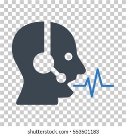 Operator Speech icon. Vector pictogram style is a flat bicolor symbol, smooth blue colors, chess transparent background. Designed for software and web interface toolbars and menus.