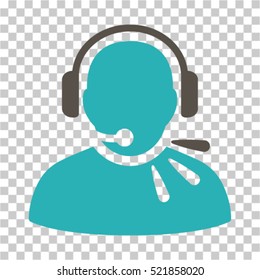 Operator Speech icon. Vector pictograph style is a flat bicolor symbol, grey and cyan colors, chess transparent background. Designed for software and web interface toolbars and menus.