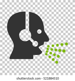 Operator Speech icon. Vector pictograph style is a flat bicolor symbol, eco green and gray colors, chess transparent background. Designed for software and web interface toolbars and menus.