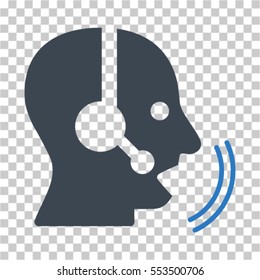 Operator Speech icon. Vector pictograph style is a flat bicolor symbol, smooth blue colors, chess transparent background. Designed for software and web interface toolbars and menus.