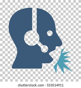 Operator Speech icon. Vector pictograph style is a flat bicolor symbol, cyan and blue colors, chess transparent background. Designed for software and web interface toolbars and menus.