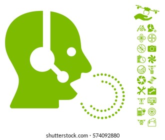 Operator Speech pictograph with bonus copter tools pictograms. Vector illustration style is flat iconic symbols on white background.