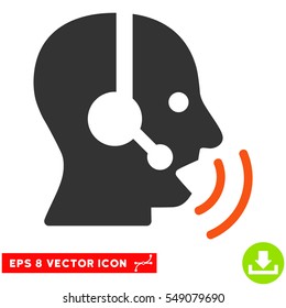 Operator Speech Sound Waves EPS vector icon. Illustration style is flat iconic bicolor orange and gray symbol on white background.