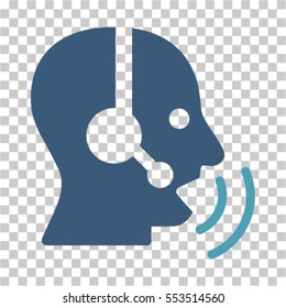Operator Speech Sound Waves icon. Vector pictogram style is a flat bicolor symbol, cyan and blue colors, chess transparent background. Designed for software and web interface toolbars and menus.