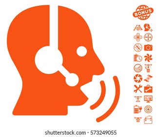 Operator Speech Sound Waves pictograph with bonus nanocopter service clip art. Vector illustration style is flat iconic symbols on white background.
