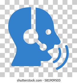 Operator Speech Sound Waves vector pictogram. Illustration style is a flat iconic cobalt symbol on a transparent background.