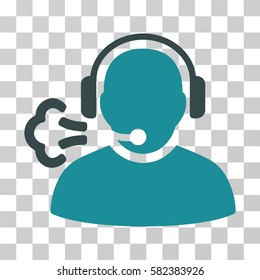 Operator Speech vector icon. Illustration style is a flat iconic bicolor soft blue symbol on a transparent background.