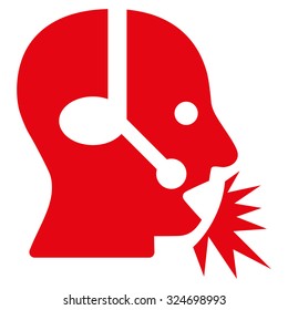 Operator Speech vector icon. Style is flat symbol, red color, rounded angles, white background.