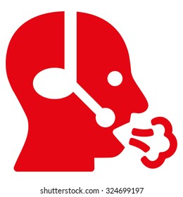 Operator Speech vector icon. Style is flat symbol, red color, rounded angles, white background.