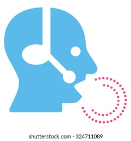 Operator Speech vector icon. Style is bicolor flat symbol, pink and blue colors, rounded angles, white background.