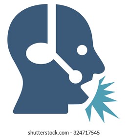 Operator Speech vector icon. Style is bicolor flat symbol, cyan and blue colors, rounded angles, white background.