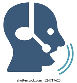 Operator Speech vector icon. Style is bicolor flat symbol, cyan and blue colors, rounded angles, white background.