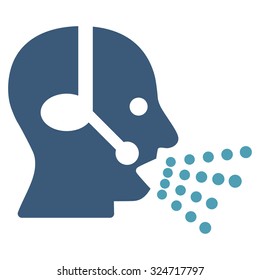 Operator Speech vector icon. Style is bicolor flat symbol, cyan and blue colors, rounded angles, white background.