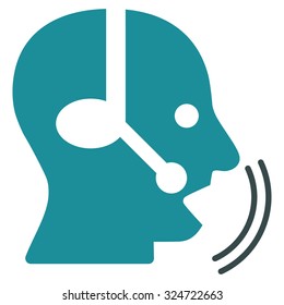 Operator Speech vector icon. Style is bicolor flat symbol, soft blue colors, rounded angles, white background.