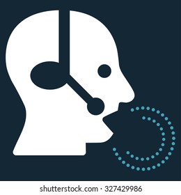 Operator Speech vector icon. Style is bicolor flat symbol, blue and white colors, rounded angles, dark blue background.
