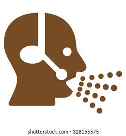 Operator Speech vector icon. Style is flat symbol, brown color, rounded angles, white background.