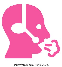 Operator Speech vector icon. Style is flat symbol, pink color, rounded angles, white background.