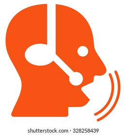 Operator Speech vector icon. Style is flat symbol, orange color, rounded angles, white background.