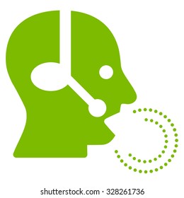 Operator Speech vector icon. Style is flat symbol, eco green color, rounded angles, white background.