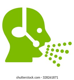 Operator Speech vector icon. Style is flat symbol, eco green color, rounded angles, white background.