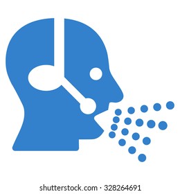 Operator Speech vector icon. Style is flat symbol, cobalt color, rounded angles, white background.