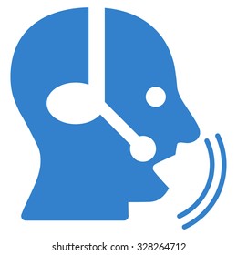 Operator Speech vector icon. Style is flat symbol, cobalt color, rounded angles, white background.