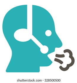 Operator Speech vector icon. Style is bicolor flat symbol, grey and cyan colors, rounded angles, white background.