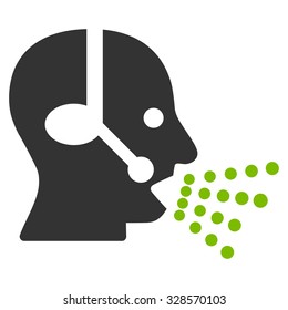 Operator Speech vector icon. Style is bicolor flat symbol, eco green and gray colors, rounded angles, white background.