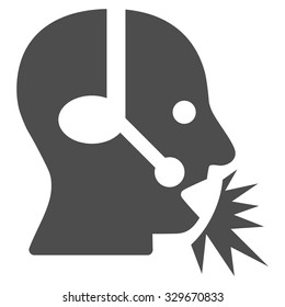 Operator Speech vector icon. Style is flat symbol, gray color, rounded angles, white background.
