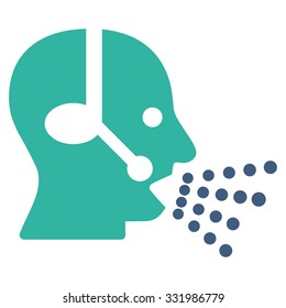 Operator Speech vector icon. Style is bicolor flat symbol, cobalt and cyan colors, rounded angles, white background.