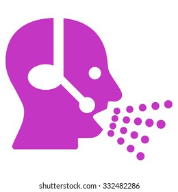 Operator Speech vector icon. Style is flat symbol, violet color, rounded angles, white background.