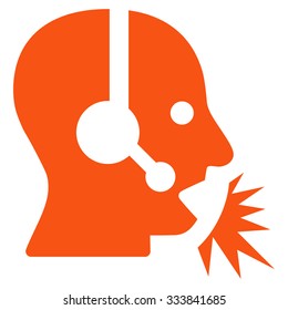 Operator Speech vector icon. Style is flat symbol, orange color, rounded angles, white background.