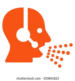 Operator Speech vector icon. Style is flat symbol, orange color, rounded angles, white background.