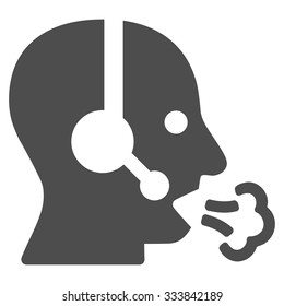 Operator Speech vector icon. Style is flat symbol, gray color, rounded angles, white background.