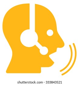 Operator Speech vector icon. Style is flat symbol, yellow color, rounded angles, white background.
