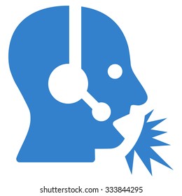 Operator Speech vector icon. Style is flat symbol, cobalt color, rounded angles, white background.