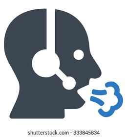 Operator Speech vector icon. Style is bicolor flat symbol, smooth blue colors, rounded angles, white background.