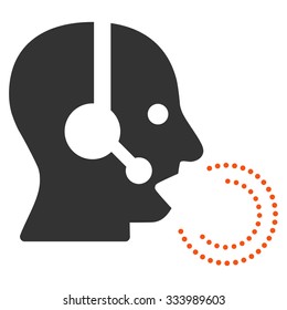 Operator Speech vector icon. Style is bicolor flat symbol, orange and gray colors, rounded angles, white background.