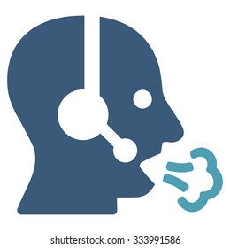 Operator Speech vector icon. Style is bicolor flat symbol, cyan and blue colors, rounded angles, white background.