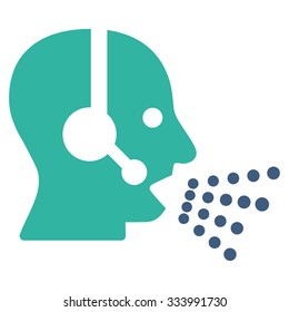 Operator Speech vector icon. Style is bicolor flat symbol, cobalt and cyan colors, rounded angles, white background.