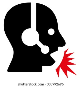 Operator Speech vector icon. Style is bicolor flat symbol, intensive red and black colors, rounded angles, white background.