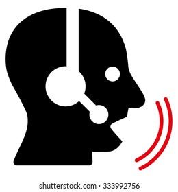 Operator Speech vector icon. Style is bicolor flat symbol, intensive red and black colors, rounded angles, white background.