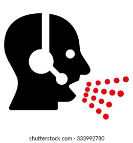Operator Speech vector icon. Style is bicolor flat symbol, intensive red and black colors, rounded angles, white background.
